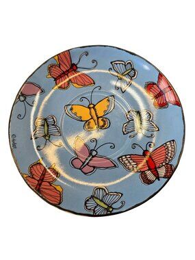 BUGZ by Ursula Dodge Y2K Butterfly Plate 7" Blue Signature Housewares Ceramic
